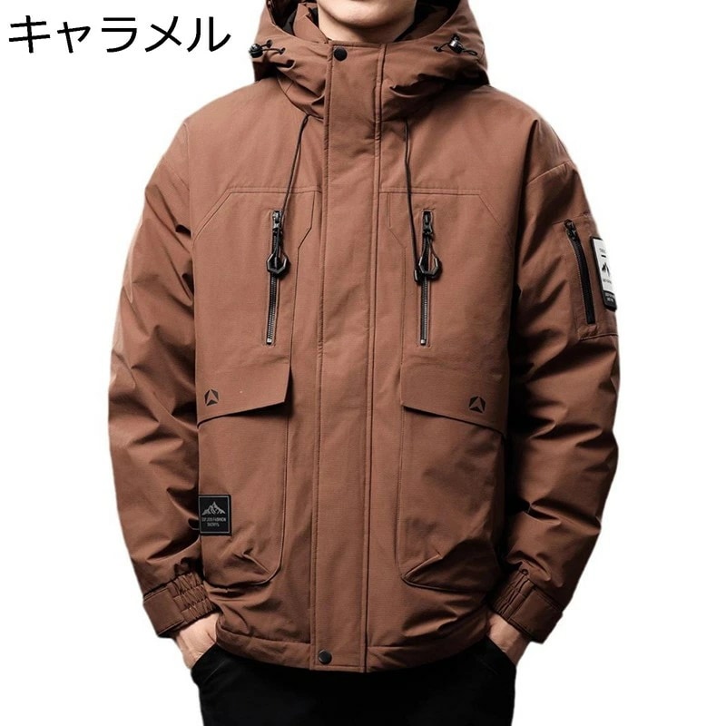 ダウンジャケット メンズ ショート丈 ダウンコート 秋冬 大きいサイズ アメリカン おしゃれ マルチポケット ファスナー カジュアル 防寒着 保温 作業 スポーツ アウトドア