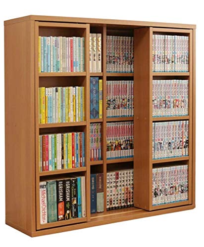 アイリスオーヤマ 本棚 コミック ラック 大容量 スライド棚 ダブル 幅約90×奥行約29.2×高さ約92.2cm ナチュラル CSD-9090