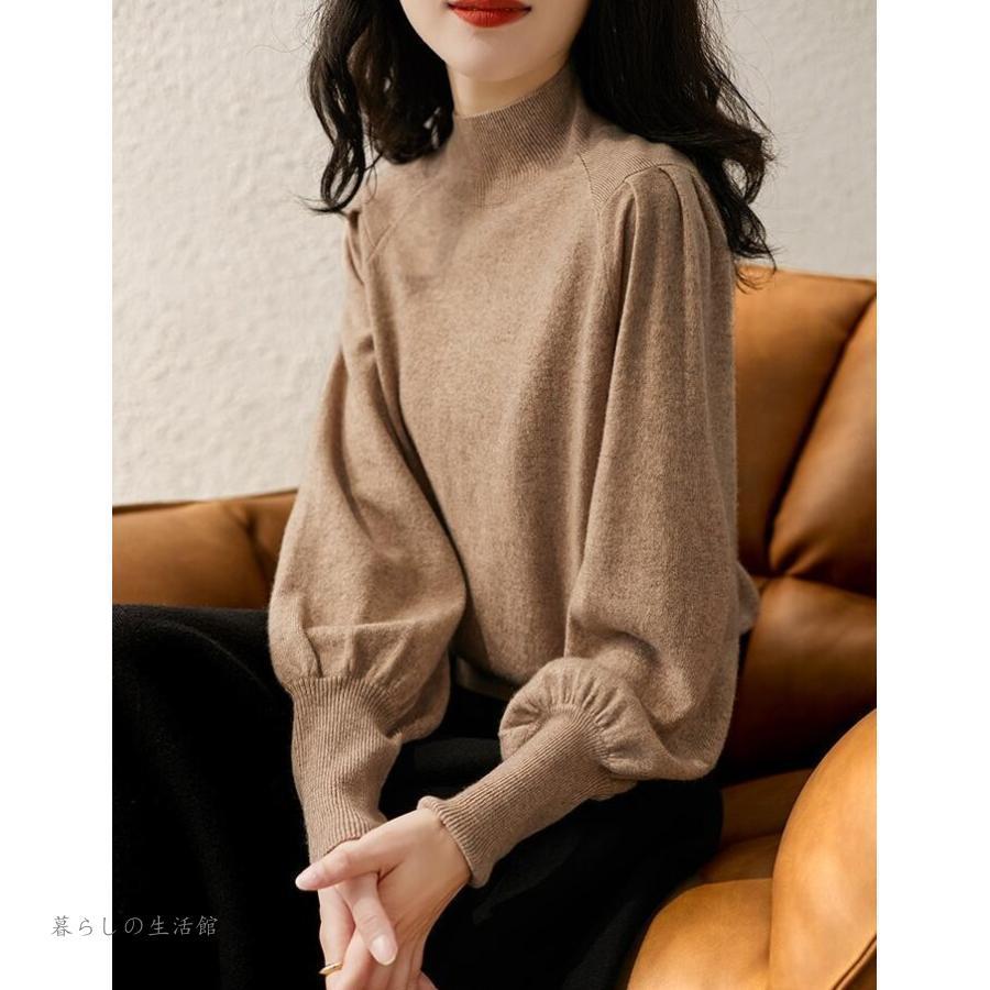 ニットセーター パフ袖 リブニット 30代 40代 レディース秋 秋服 ニット セーター 冬服 ぽわん袖 ボリューム袖 バルーン袖 長袖