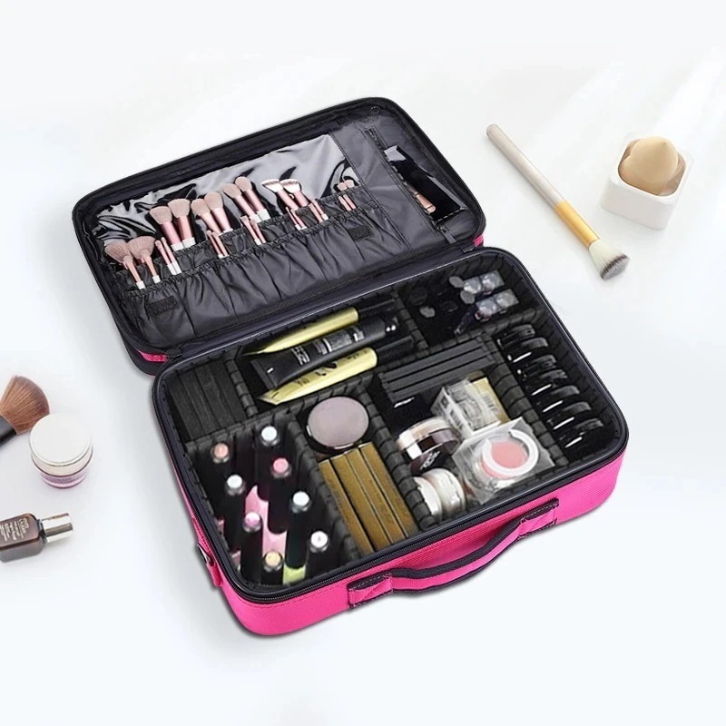 大容量 化粧ポーチ 化粧鏡 取り外し可能 で鏡付きで普段使い 外出先 旅行 出張 にも持ち運びやすいメイクボックス 化粧ボックス ポーチ