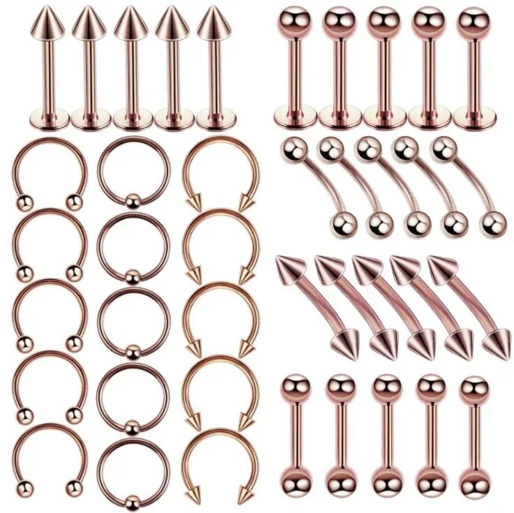 16G 40枚セット ピアス ボディピアス 片耳用軟骨ピアス サージカルステンレス128