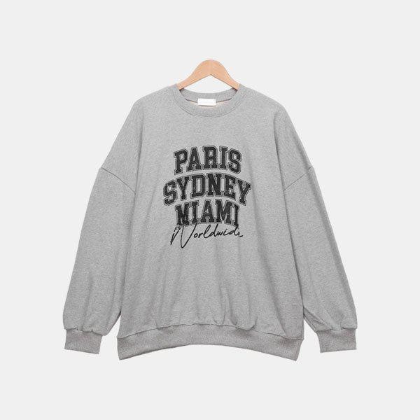 男女兼用レタリング長袖Tシャツ オーバーフィットシャツ スウェットシャツ SPT114