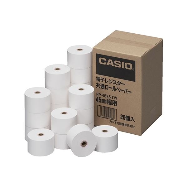 （まとめ）カシオ 電子レジスター用 ロールペーパー紙幅45mm RP-4575-TW 1パック(20個)(×3セット)