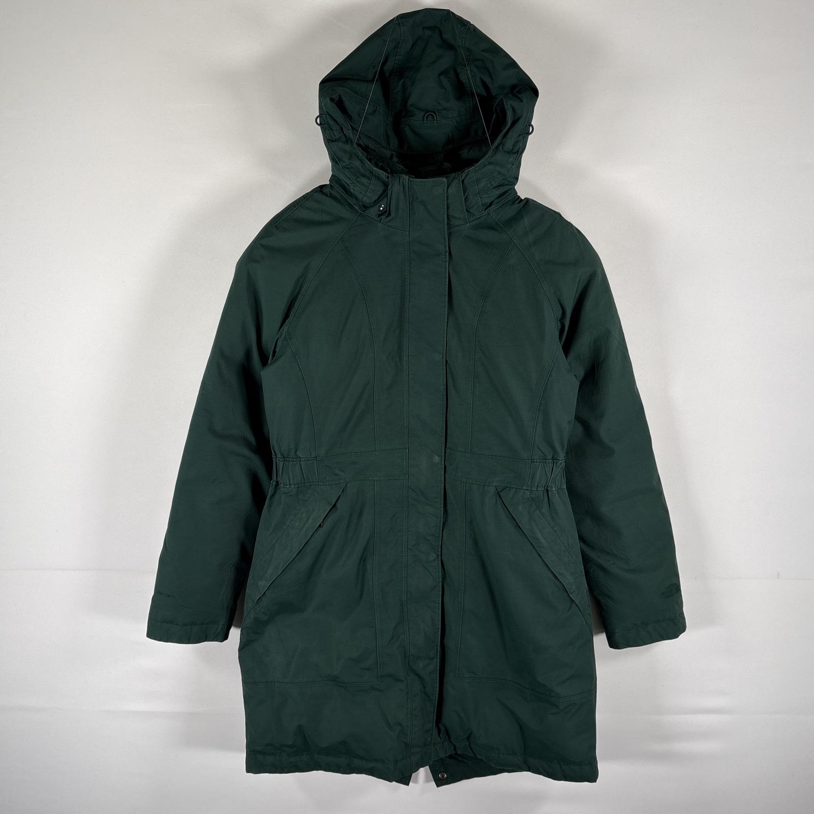 古着 ダウンコート パーカー フルジップ DRYVENT アウトドア M グリーン レディース