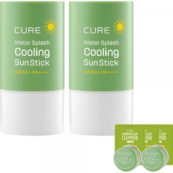 キムジョンムンアロエ キュアクーリング サンスティック SPF50+ PA++++ 23g x 2p + 体験キット 김정문알로에 큐어 쿨링 선스틱 SPF50+ PA++++ 23g x 2p
