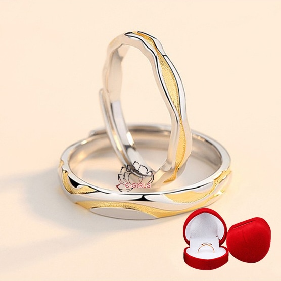 5A級 ゴールドライン ペアーダイヤモンドリング 2セット シルバー リング サイズが自由に調整