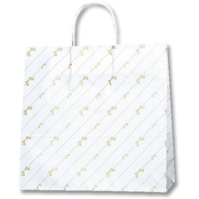 （まとめ買い）シモジマ HEIKO 手提げ紙袋 25チャームバッグ 25CB 3才 斜線リボン 50枚 幅320xマチ115x高310mm 003256300 [x3セット]