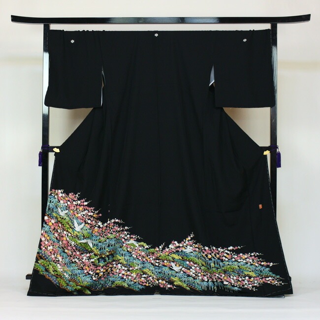 レンタル 留袖 レンタル 着物 黒留 ゆとりサイズ 3L4LL対応 京友禅加賀調 黒留袖 19点フルコーディネートセット 結婚式 15号17号対応