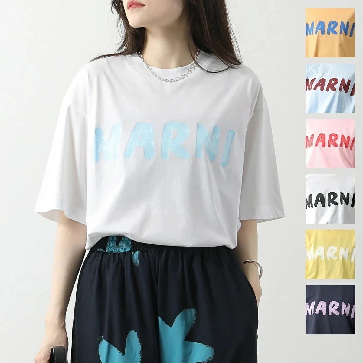 MARNI マルニ Tシャツ THJET49EPH USCS11 レディース マルニレタリングプリント ミドルスリーブ クルーネック