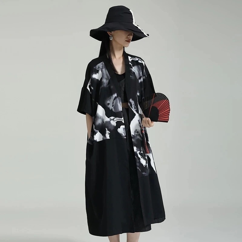 【J.Fashion】 カーディガン 夏 Vネック ワンピース ベルト付き レトロ 中華風 ゆったり 体型カバー 日焼け止め レディース おしゃれ 上質 関連商品は店で購入可能 メガ割30%までに制限