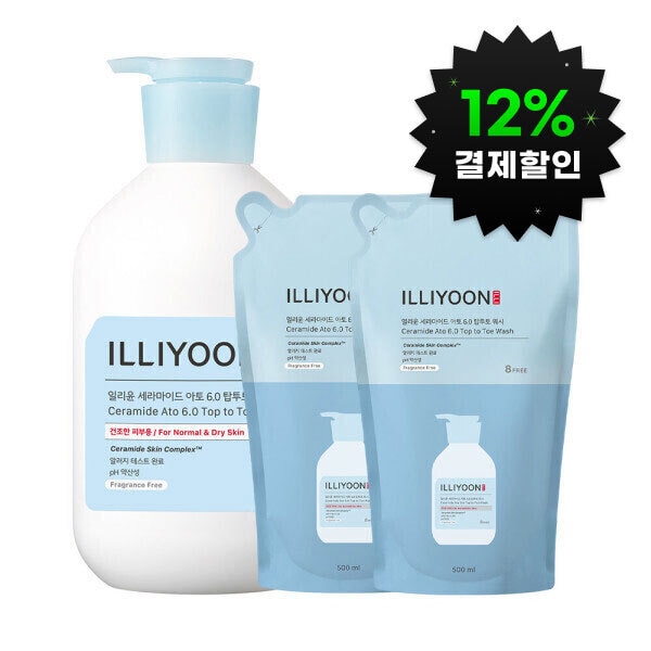 イリユン セラミドアト6.0トップツートウォッシュ 1000ml+リフィル 500ml 2個 + セラミドアトスージングジェル 30ML (贈呈品なくなり次第贈呈終了)
