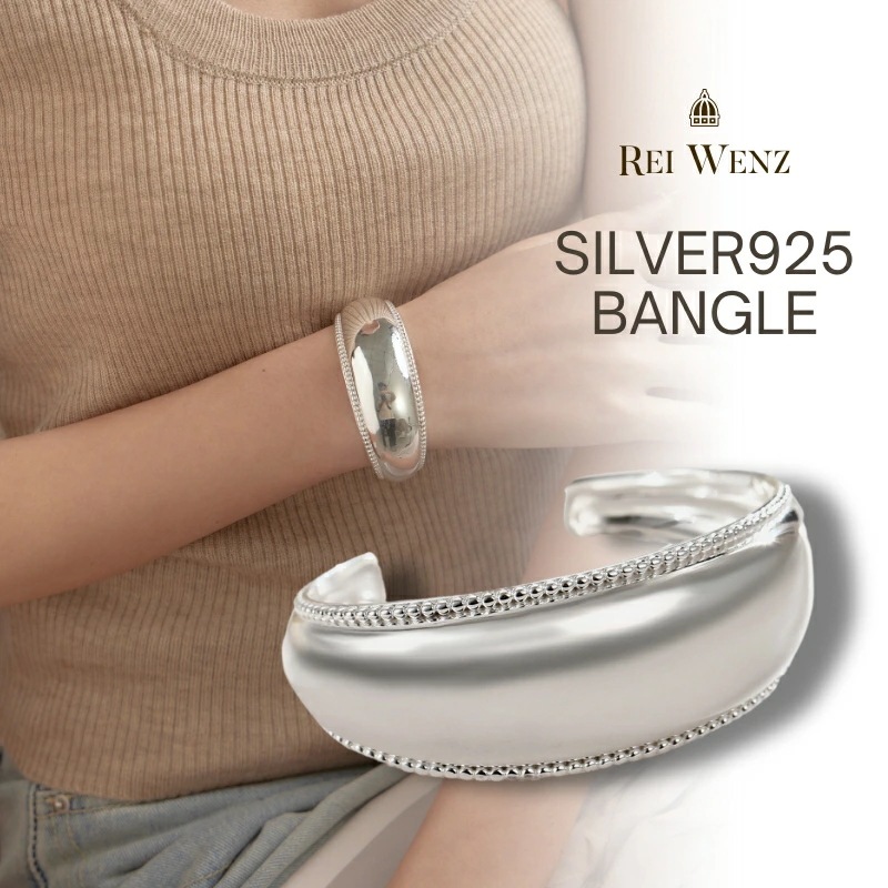 【高品質Silver925】シルバー バングル シンプル ニュアンス ぷっくり ころん レディース 重ね 金属アレルギー インスタ おしゃれ オフィス プレゼント 人気 韓国