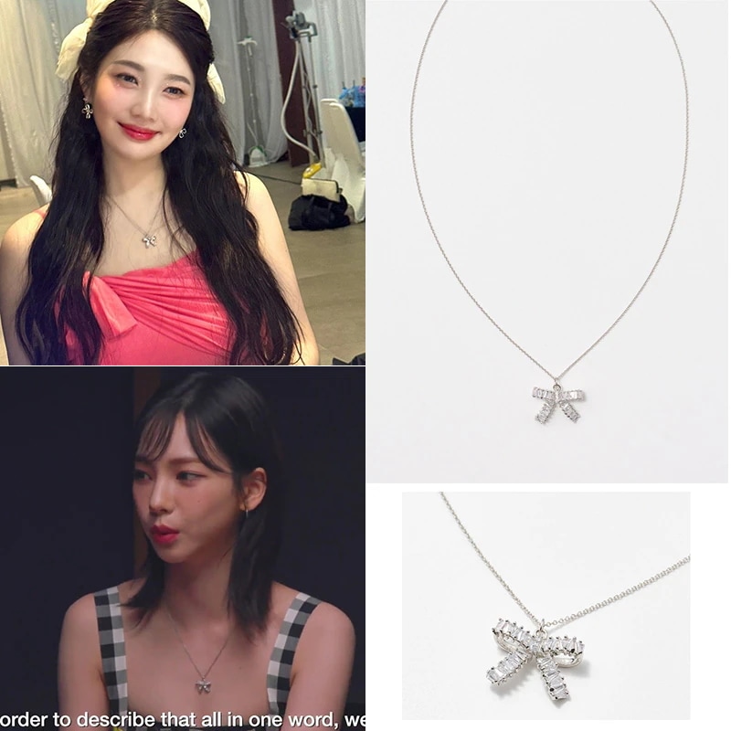 [aespaカリナ,Red Velvet ジョイ 着用] 【DENU】glitter ribbon drop necklace (Silver)
