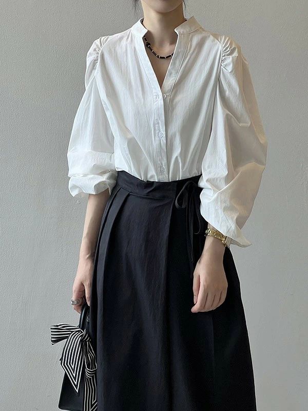 【新品販売】30代 20代 L Mお洒落 可愛い 体型カバー ユニセックス ブラウス 無地 秋 春夏 長袖 4,950円