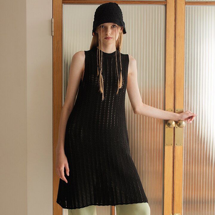 定番  Crochet Knit Dress [BLACK] その他 ワンピース・ドレス
