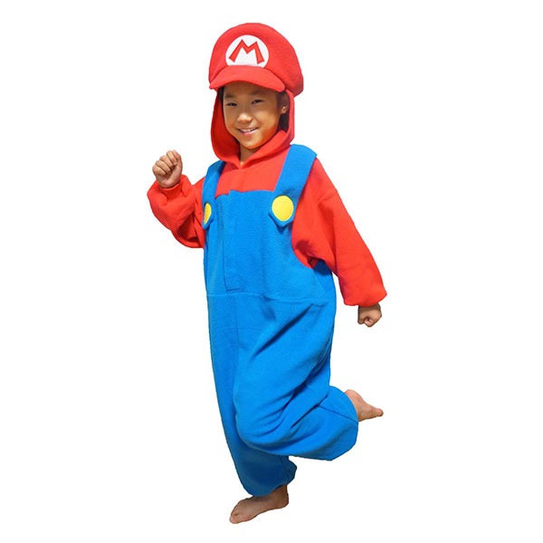フリース 着ぐるみ マリオ キッズサイズ 子供用 サイズ110cm 130cm 人気 なりきり キャラ 変身 ハロウィン クリスマス パーティー ユニバ