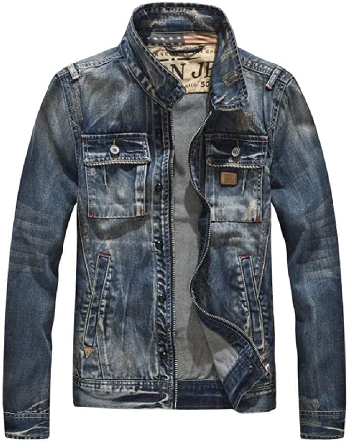 アイセレクトi-select デニム ジャケット Gジャン ダメージ加工 ジッパー メンズ 大きいサ