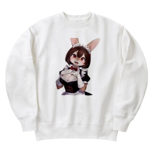 【文字入れ可能受注生産】ウサギの女の子 メイド ケモナー ネザーランドドワーフ ヘビーウェイトスウェット