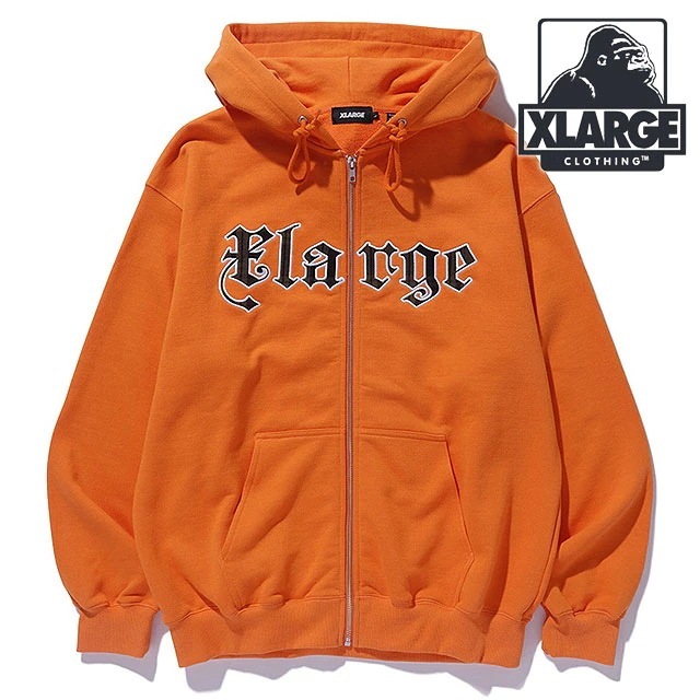 パッチドロゴ ジップアップフーディー スウェットシャツ [101244012001] メンズ x-large エックスラージ トップス パーカー ORANGE