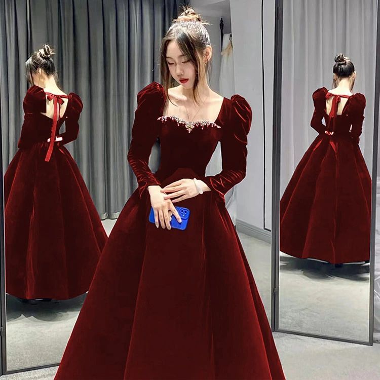 限定モデルキレイめ 黒 発表会ドレス XXL 呼ばれドレス XXXL M ブラック L 同窓会 ミモレ丈 S イブニングドレス パーティードレス XS 成人式ドレス ベルベット 謝恩会 ワインレッド