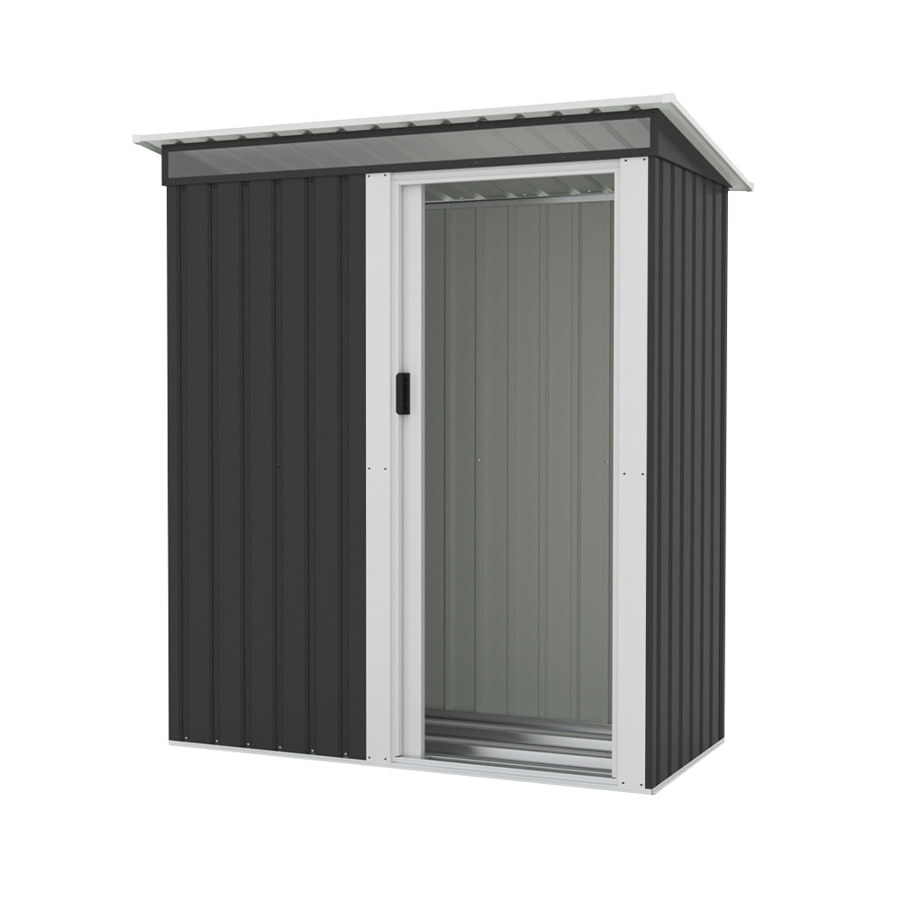 【 棚なし】ブラック+ホワイト　物置 屋外 大型 倉庫 大型物置 戸外収納庫 物置 防水/耐侯 収納可能 ガーデン/庭/田畑/農場 頑丈 大容量 スチール　引き戸　補強フレーム付き　窓付き　床なし