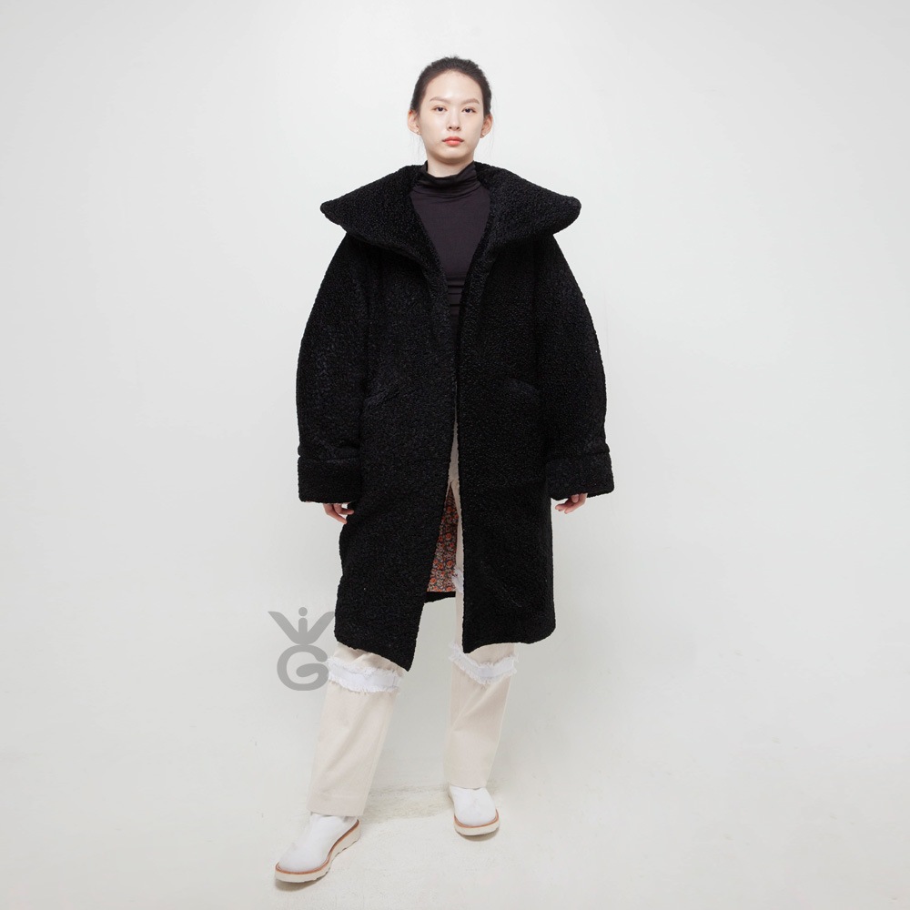 レアBコートモダンスタイルロングコートグランドラウンドカラーレディースチェーンベルトパディング