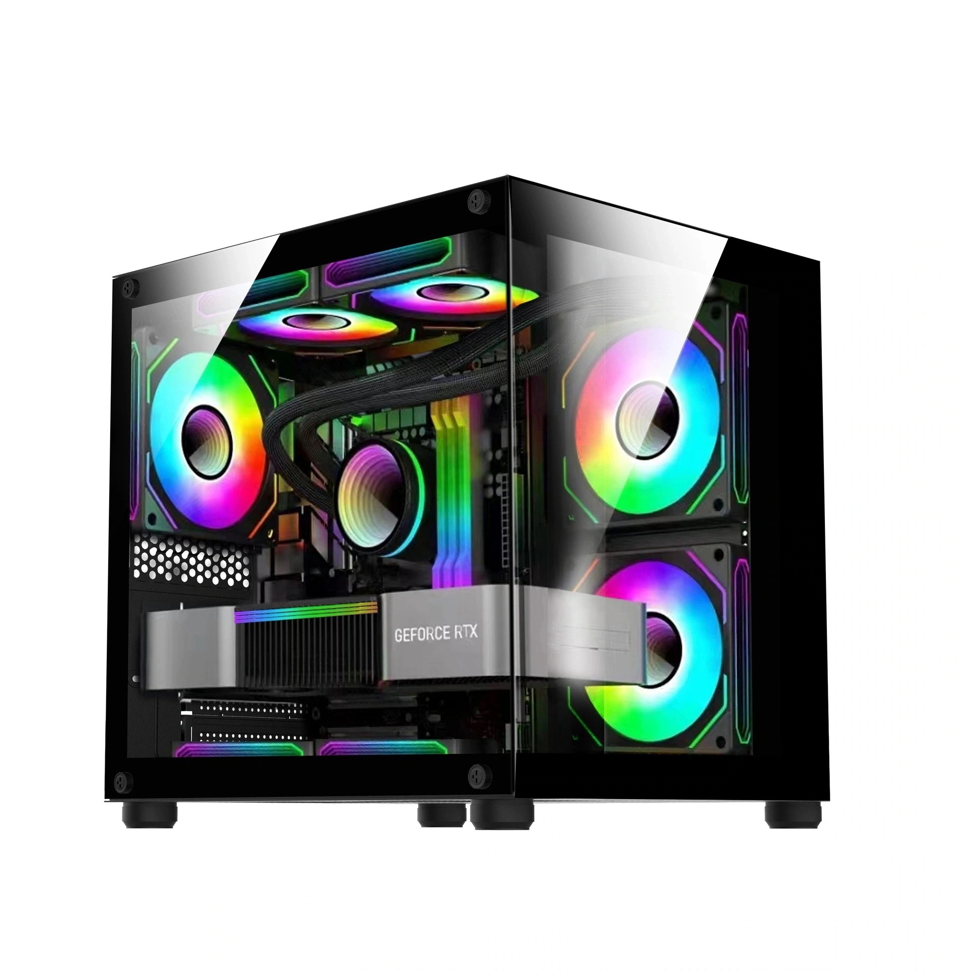 PCケース ATXケース 両面強化ガラス 2.5SDD 3.5HDD 冷却パーツ ケースファン 水冷クーラー 空冷