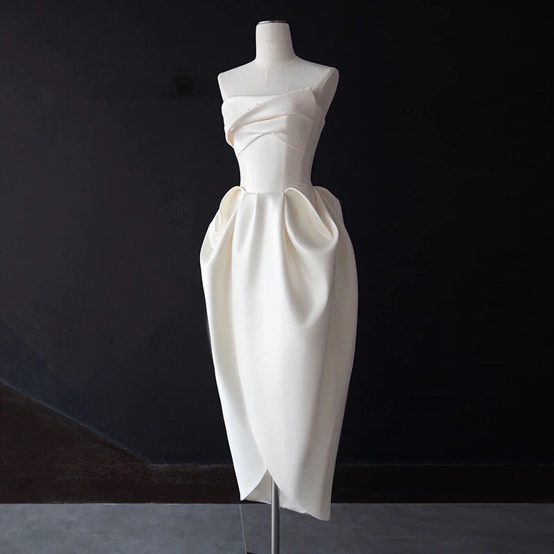 ドレス ワンピース ウェディング パーティー 結婚式 二次会 披露宴 演奏会 発表会 ステージ 舞台 衣装 コスプレ 膝下 ミモレ 袖なし ノースリーブ スレンダー スリム 細身 セミフレア 14,384円