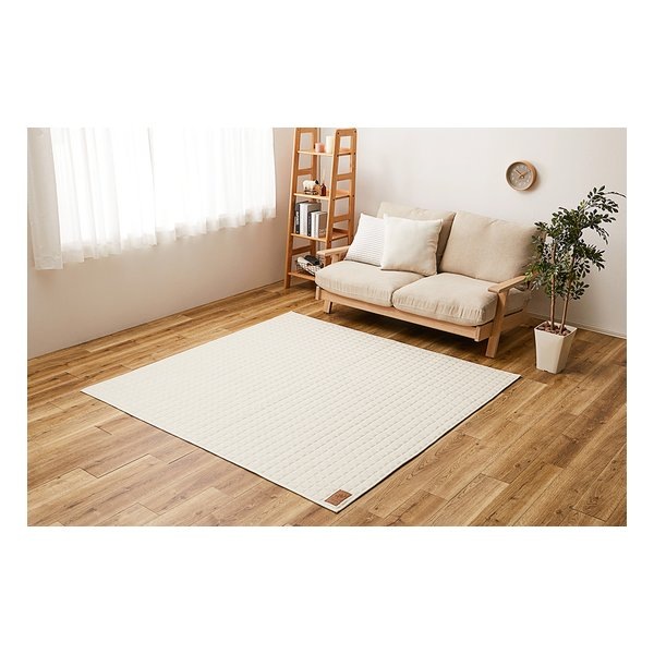 スウェットキルトラグ ココン 約190×190cm 洗濯可 ホットカーペットカバー アイボリ 240638041