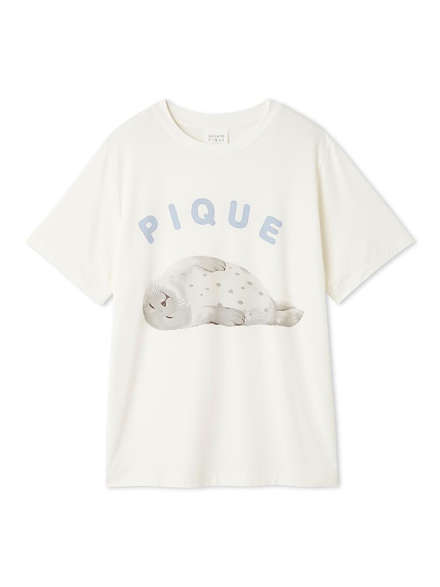 [ジェラート ピケ] あざらしワンポイントTシャツ PWCT252206 レディース OWHT F