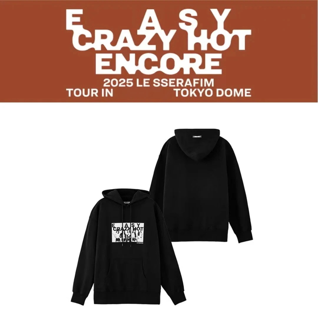 大人気！ LE SSERAFIMパーカー トップスEASY CRAZY HOT ENCOREコンサート周辺服薄ゆったりおしゃれ秋薄手 裏起毛 Tシャツ カットソー