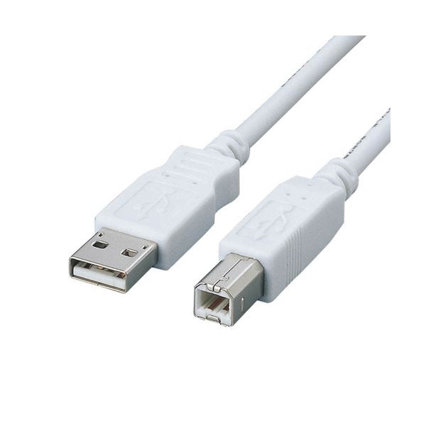 (まとめ) エレコムフェライトコア内蔵USB2.0対応ケーブル (A)オス-(B)オス ホワイト 1.5m USB2-FS151本 (10セット)