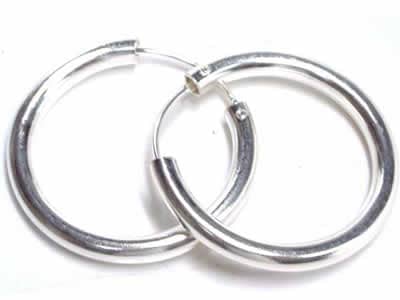 シンプルリングピアス 太さ4mm 大きさ35mm 1ペア販売 両耳 プレーン フープピアス シルバー925 本物の銀 プレゼント 男性 女性 耳たぶ メンズ レディース pa-00-00321xx