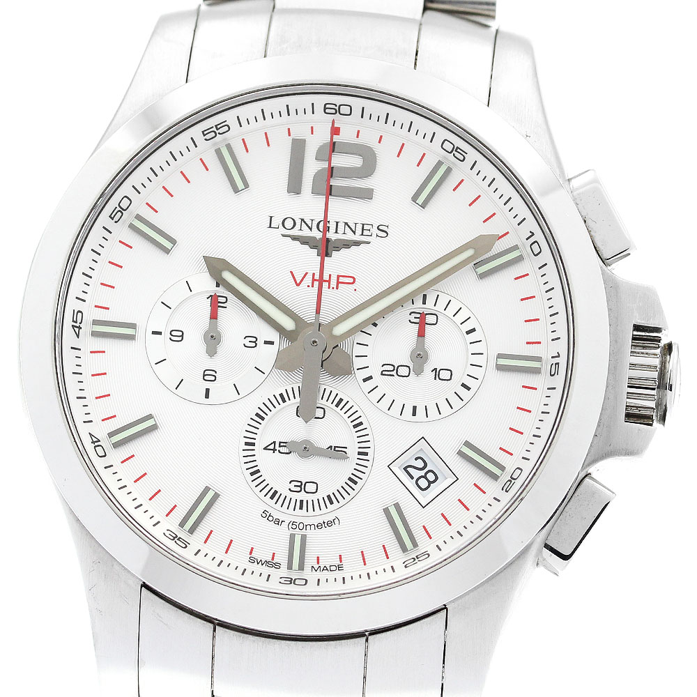 ロンジン LONGINES L3.727.4 コンクエスト V.H.P. クロノグラフ クォーツ メンズ _897345【中古】