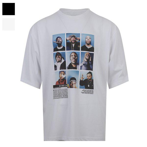 メンズストリートフレームラウンド半袖TシャツAC-TSH-Q094-アイボリー