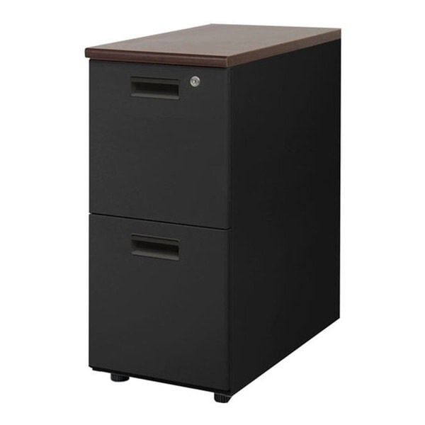 法人限定 Netforce LD-WD2SB-W-DBR-BK 天板ダークブラウン 袖箱ブラック ナッツ 脇机 (2段 シリンダー錠) メーカー直送