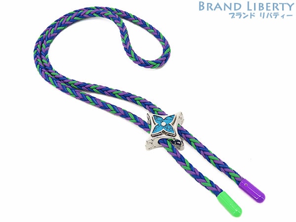 激レア新品同様ルイヴィトンコリエボロモノグラムビッグパーティーネックレスループタイブルーグリーンパープル