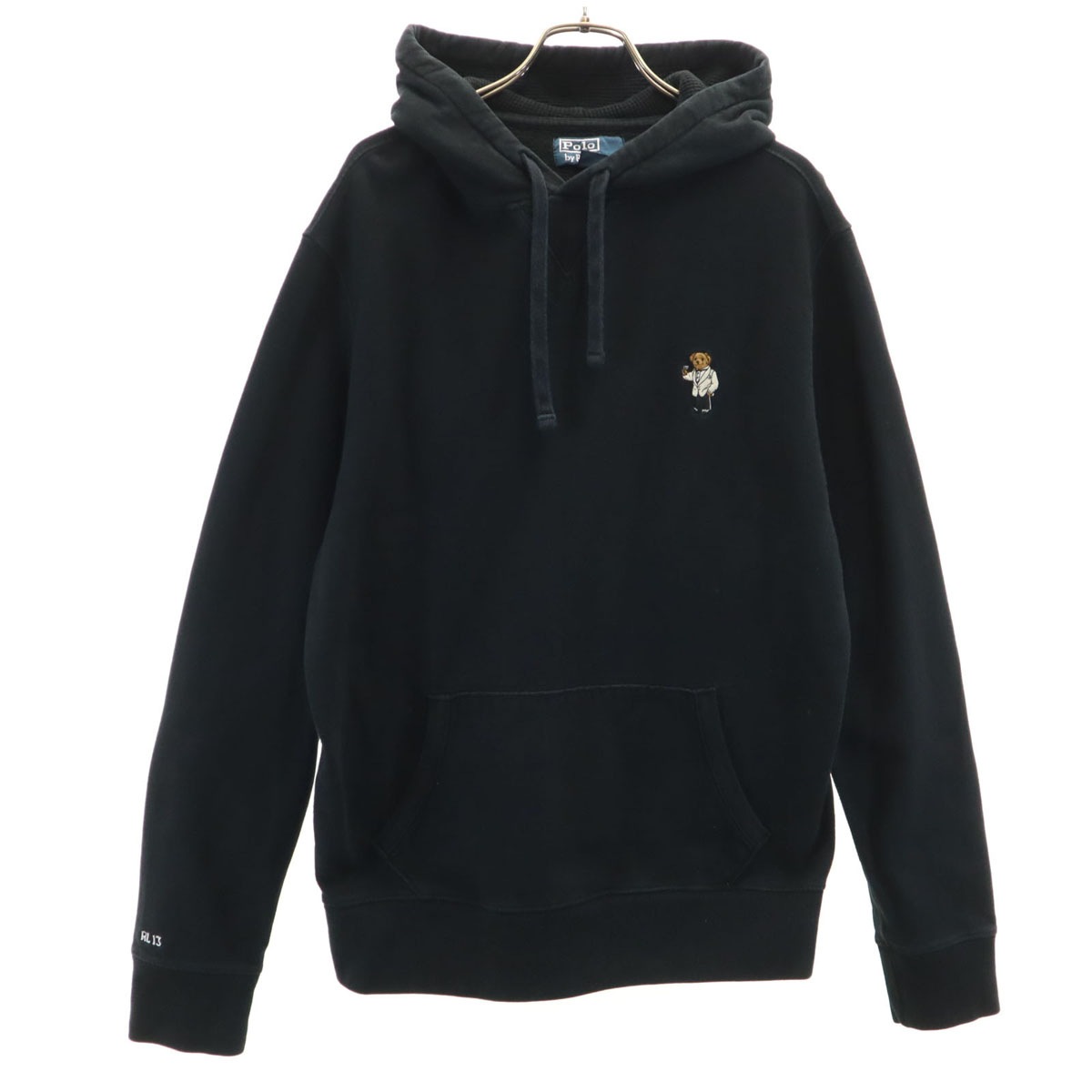 Polo by Ralph Lauren ポロバイラルフローレン 90s オールド ポロベア刺繍 長袖 スウェットパーカー M ブラック メンズ 古着