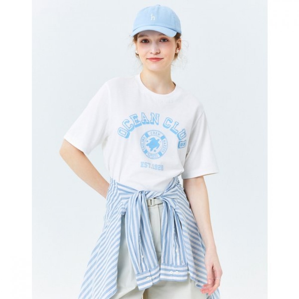 [24SS] ホワイトプリントカラーコットンショートスリーブTシャツHSTS4B402WT