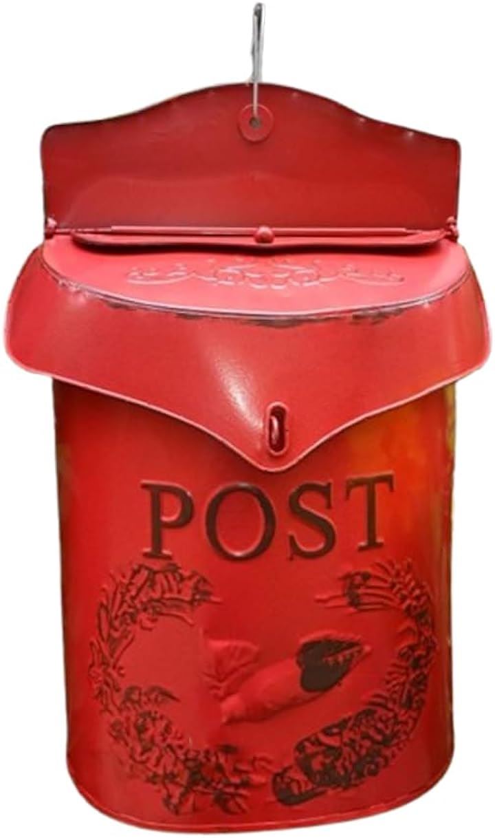 郵便屋 郵便受け 郵便ポスト 屋外 壁掛け メールボックス 玄関ポスト 薄型 防水 アンティーク ヴィンテージ(レッド, 画像参照) 6,846円