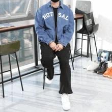 WBH レタリングパッチデニムジャンパー