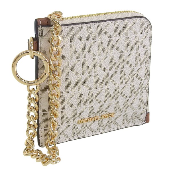 マイケルコース カードケース コインケース 小銭入れ レディース アウトレット ホワイト JET SET TRAVEL MD ZA WALLET W/CHAIN 35S6GTVC6B-VANILLA