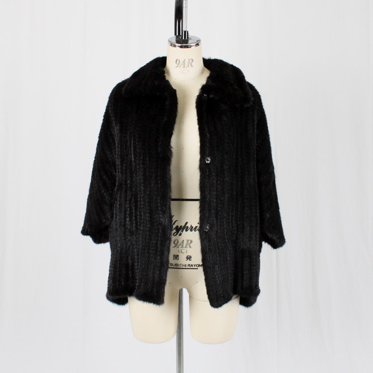 ミンク 編み込み ファー ジャケット ブラックカラー 送料無料 レディース ギフト プレゼント