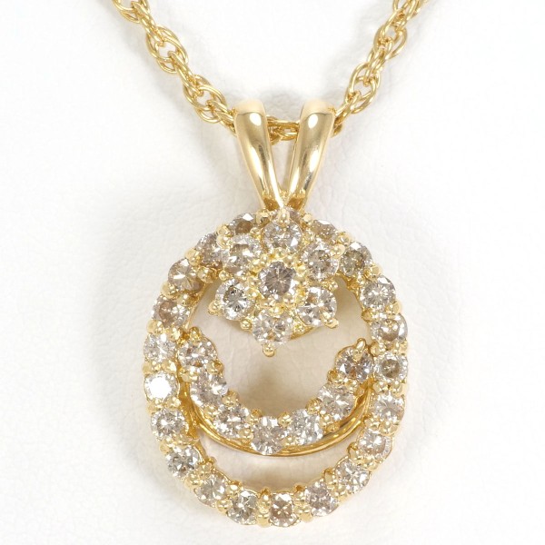 K18 18金 YG ネックレス ブラウンダイヤ 1.00 カード鑑別書 ジュエリー 中古