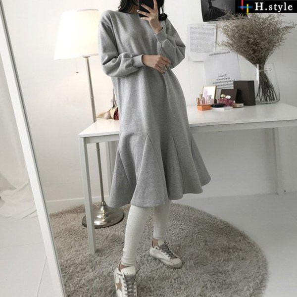 HスタイルGR起毛ポップワンピース/冬/起毛/OPS/ワンピース/長袖/ホームウェア/カジュアル/ミシ/ルーズフィット/季節の変わり目