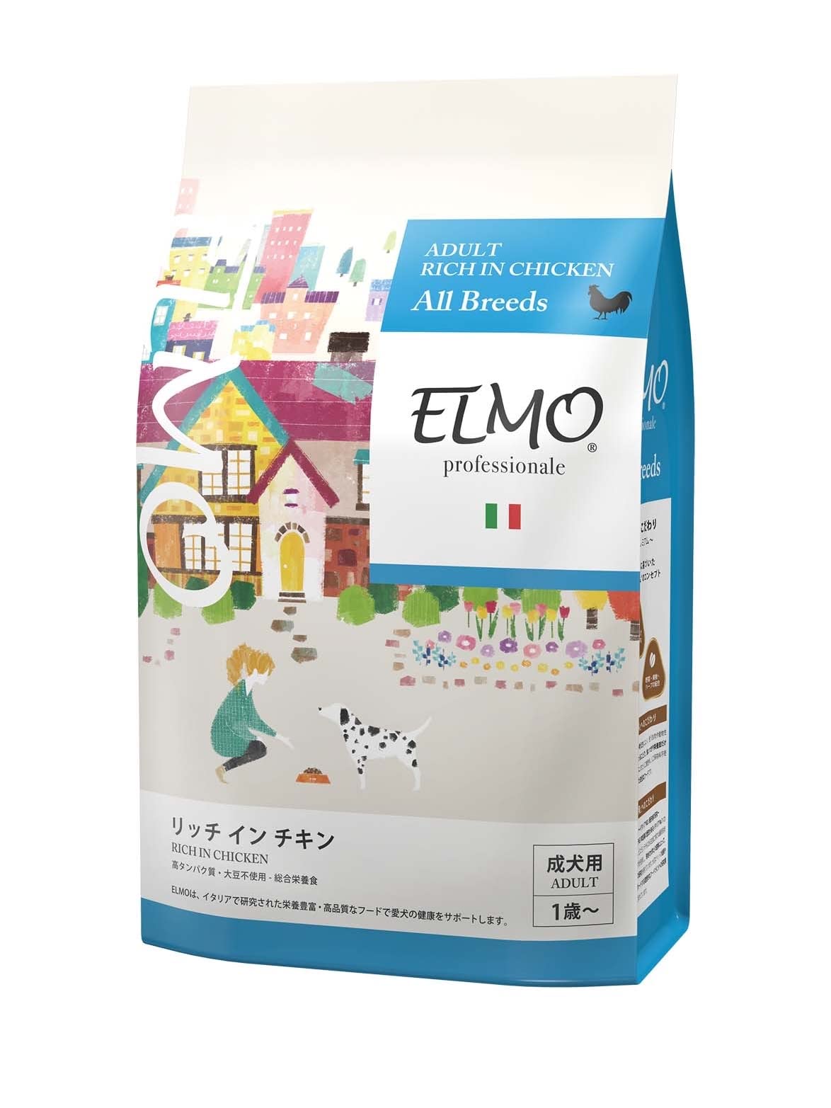【成犬用 イタリア製ドッグフード 3kg】ELMO エルモ アダルト Richin CHICKEN リッチインチキン プロフェッショナーレ 3kg ドライフード ペット用 総合栄養食 鶏肉 ご飯 餌
