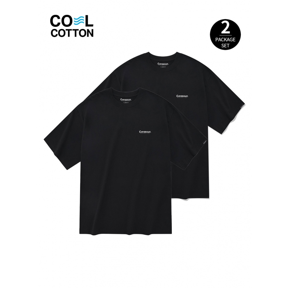 COVERNAT クールコットン 2 パック T シャツブラック+ブラック