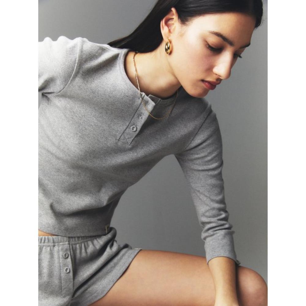 GLOWNY 34 BUTTON FLY TEE GRAY 23T0013