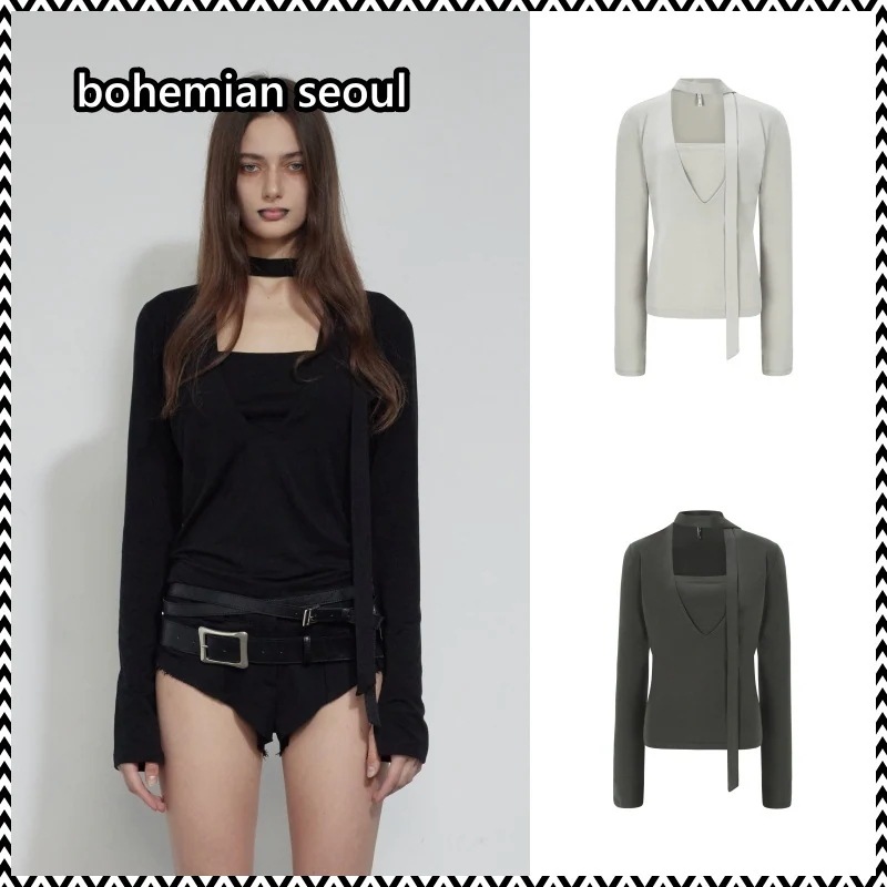 bohemian seoul TIE DEEP V-NECK TOP