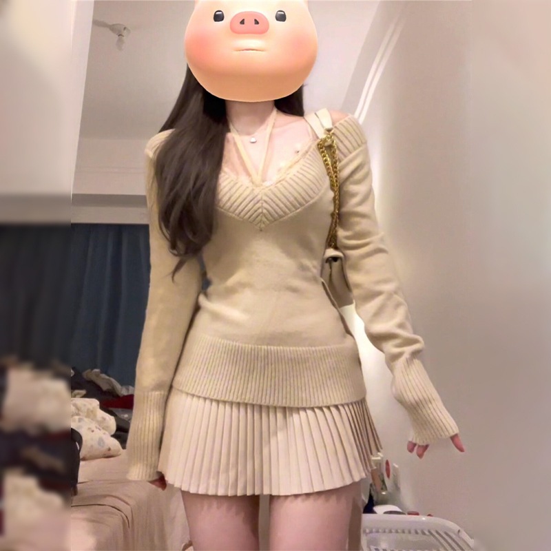 2025年春の新作プリーツミディワンピースデートにレディース春コーデセット